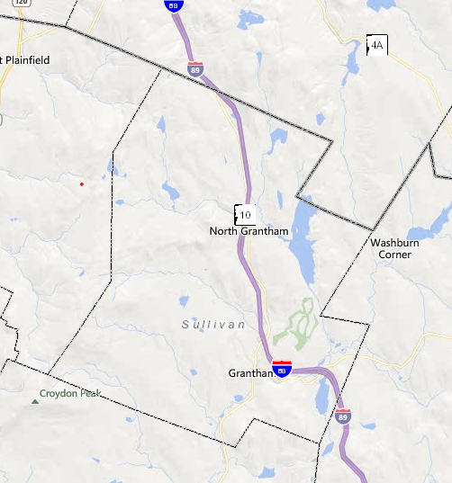 Topographic map of Grantham showing a large, irregular polygon outlined in black